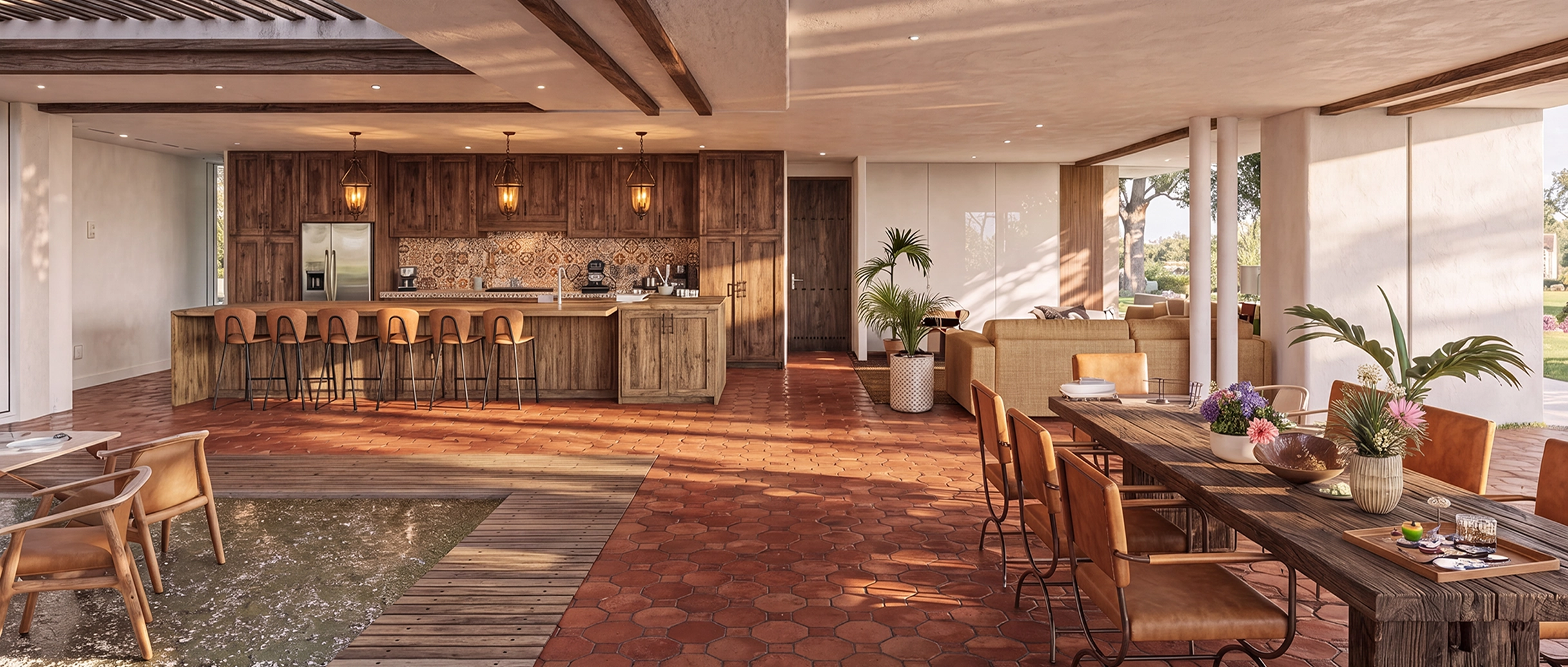 Finished interior with styling, natural light and material fidelity
